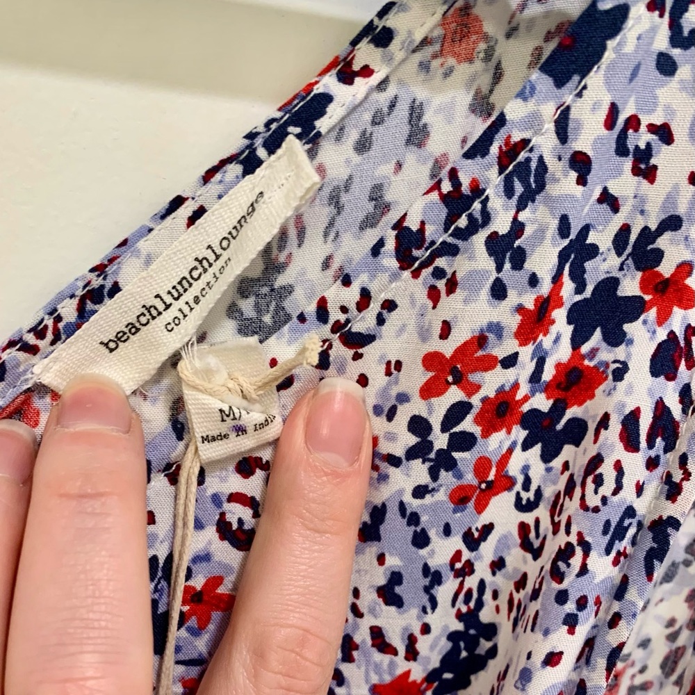NEW beachlunchlounge Women's Lynette Blue and Red Floral Maxi Dress Medium - Picture 5 of 7